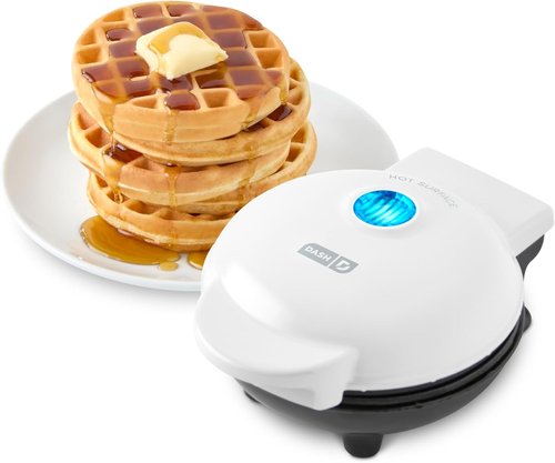 Dash Mini Waffle Maker | Compact Electric Iron for Creative Treats - Easy-to-Clean Nonstick Surface - White