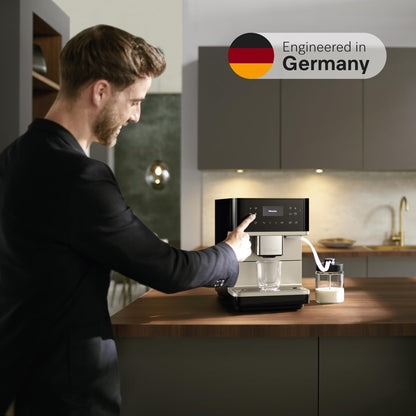 Miele CM 6360 MilkPerfection Coffee Machine - OneTouch for Two, WiFi-Compatible, Obsidian Black CleanSteel