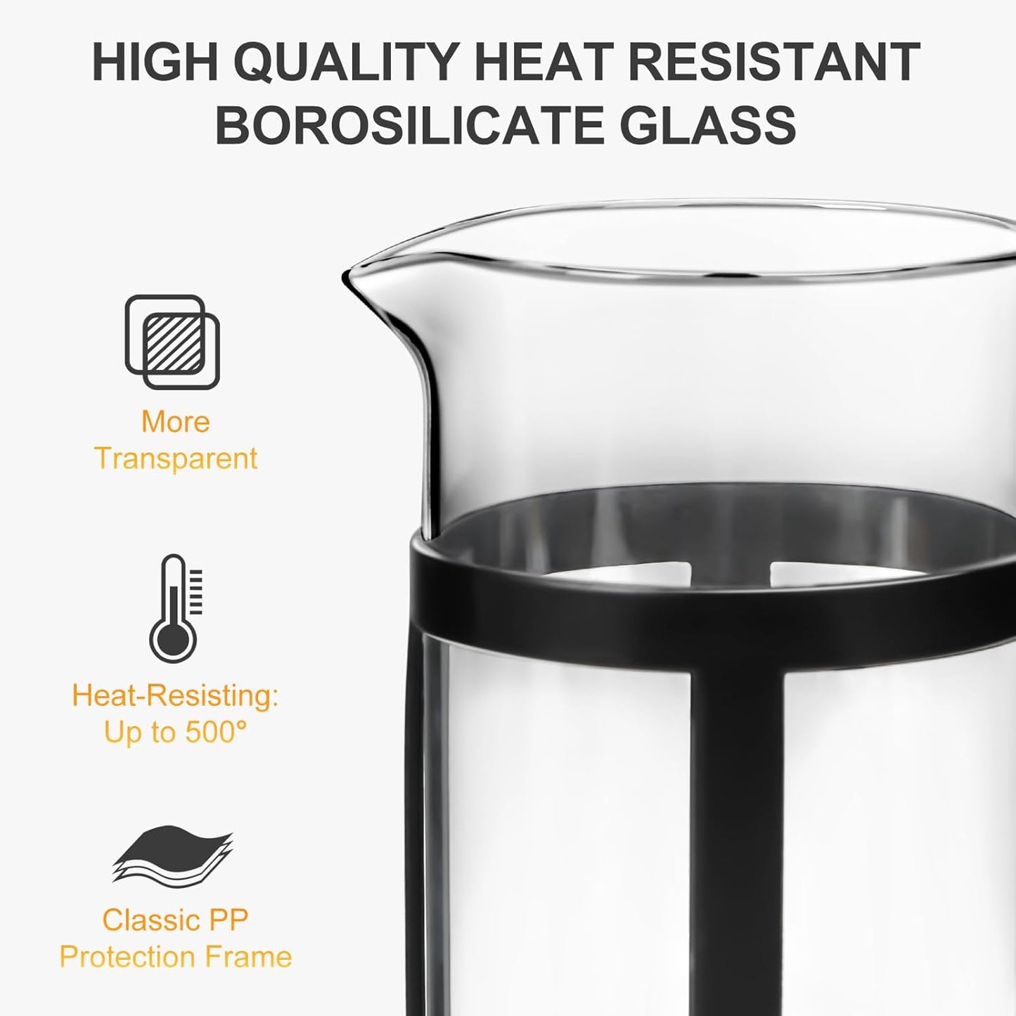 Skiennix Mini French Press Coffee Maker - Heat Resistant Borosilicate Glass | 12oz Black Coffee & Tea Pot