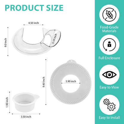 Pouring Shield and Mixer Bowl Cover Compatible with Kitchenaid 4.5-5QT Bowl-Lift Stand Mixers, Splatter Guard Lids for Stainless Steel Mixer Bowl to Prevent Spilling