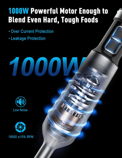 Skiennix 1000W Immersion Blender - 25-Speed Handheld Mixer with Scratch-Resistant Design & Gift Box