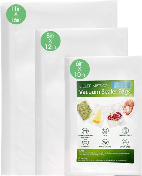 L'ELEF MISTICO Vacuum Sealer Bags - BPA-Free Food Storage for Sous Vide | 50 Gallon, 50 Quart & 50 Pint Sizes