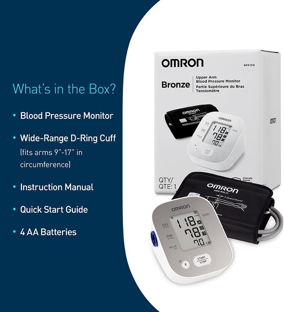 OMRON Blood Pressure Monitor - Clinically Validated Upper Arm Cuff for Home Use | Connect App Enabled