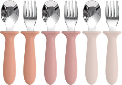 Eascrozn Toddler Silverware Set - 6 Pack Kids Spoons and Forks with Silicone Handles | BPA-Free, Dishwasher Safe
