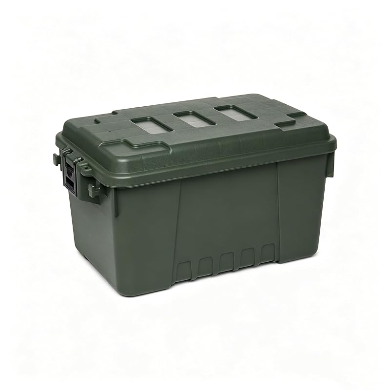 14 Gallon Lockable Weather-Resistant Plastic Storage Trunk with Wheels and Recessed Handles - Green