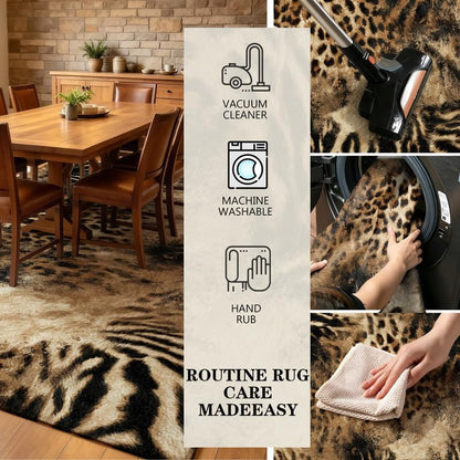 Leopard Area Rug with Non-Slip Backing - 4x6 Faux Animal Print for Living Room