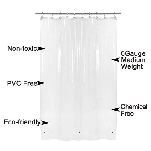 Barossa Design Narrow Shower Curtain Liner with 3 Magnets - 36" x 84", Waterproof PEVA Shower Liner for Small Extra Long Bathroom Stall, PVC Free, Metal Grommets - Clear, 36X84