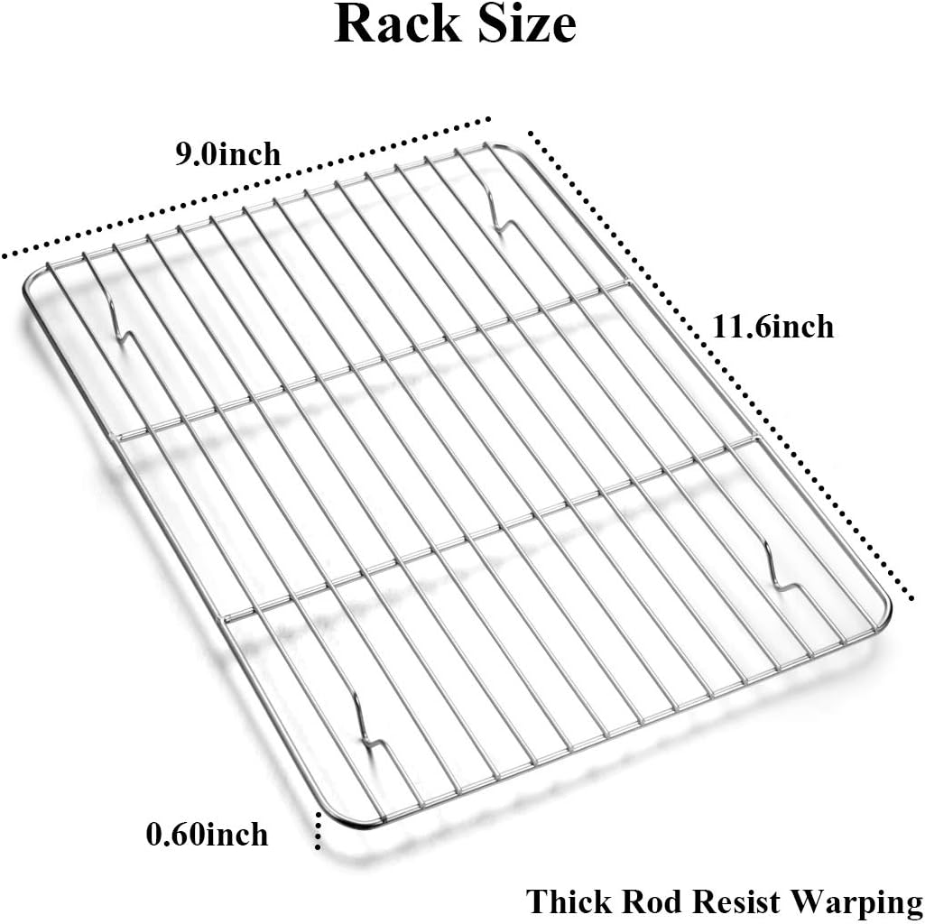 Wildone Baking Sheet Set - Stainless Steel Cookie Pan with Cooling Racks | 2 Sheets & 2 Racks, 12 x 10 x 1 Inch