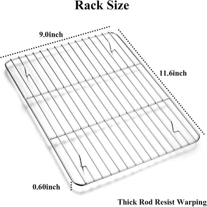 Wildone Baking Sheet Set - Stainless Steel Cookie Pan with Cooling Racks | 2 Sheets & 2 Racks, 12 x 10 x 1 Inch