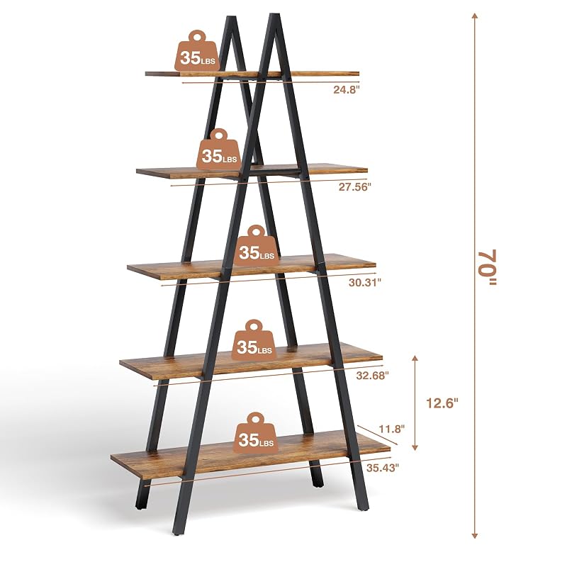 YOUDENOVA A-Shaped Ladder Bookshelf, Black Christmas Village Display