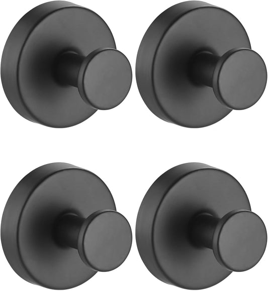 Benvo Suction Cup Hooks - No Drill Stainless Steel Hanging Hooks for Bathroom & Kitchen | 4 Pack, Grey