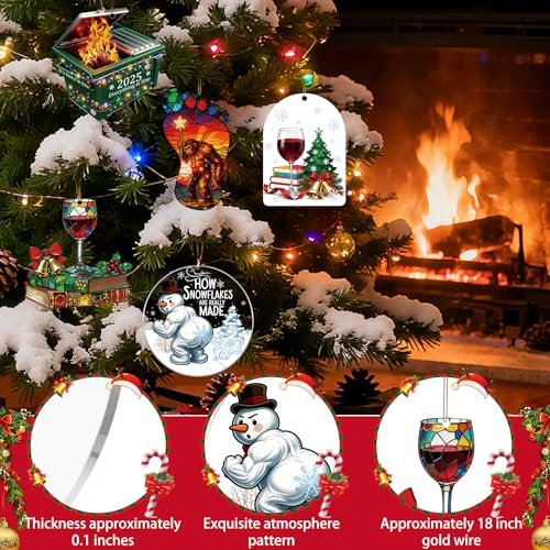 Funny Snowman Christmas Ornament 2026 - 3.9 Inch Acrylic Holiday Decor - Snowman Hanging Decoration for Xmas Tree & Gift Exchange