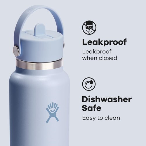 Hydro Flask Water Bottle - Insulated Stainless Steel with Flex Straw Lid | 40 Oz Surf Blue, Leakproof & Refillable