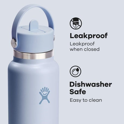 Hydro Flask Water Bottle - Insulated Stainless Steel with Flex Straw Lid | 40 Oz Surf Blue, Leakproof & Refillable