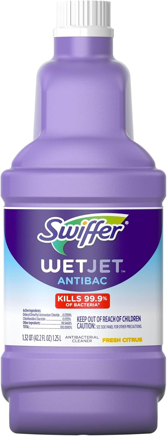 Swiffer WetJet Antibacterial Floor Cleaning Solution - All-Purpose Multi-Surface, Fresh Citrus, 1.25L