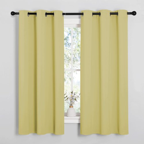 NICETOWN Paler Yellow Blackout Curtains for Bedroom (1 Pair, 42 x 63 inches), Farmhouse Thermal Insulated Room Darkening Drapes for Windows