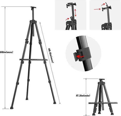 Aredy 66" Art Easel - Portable Metal Easel Stand for Canvas Painting | 2 Pack