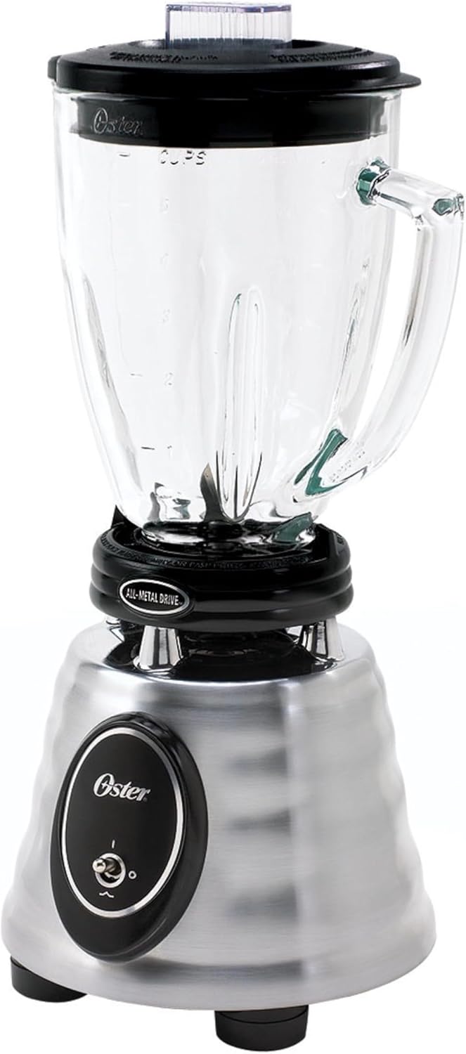 Oster Classic Series Blender - 1000W Power, 6-Cup Glass Jar, Stainless Steel Finish