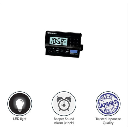 Casio PQ-10-1R Resin Digital Desk Clock, Black (8 x 6.2 x 2.6 cm)