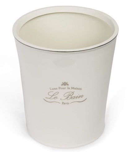 Ben&Jonah Le Bain Paris Collection Heavy Porcelain Waste Basket (9.5" H x 8" Top Diameter, 7" Bottom Diameter)