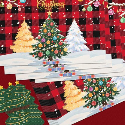 Christmas Tree Disposable Placemats & Coasters Set - 50 Pcs Holiday Table Decor