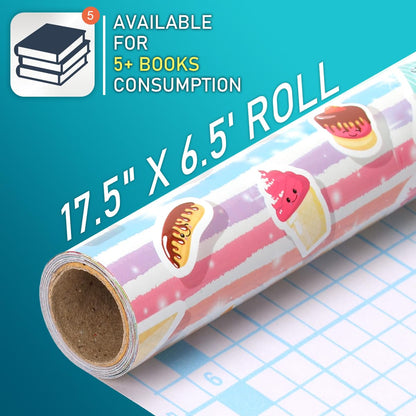 chell Peel and Stick Contact Paper Roll, 17.7 in x 6.5 ft Multicolor Self-Adhesive Book Cover Paper Protector, Candy Pattern