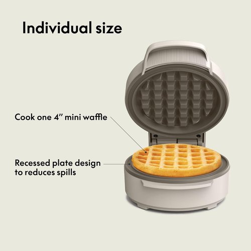 Bella Mini Waffle Maker - EverGood™ Ceramic Nonstick, Cool Touch Handles, 350 Watt, Oatmilk Color
