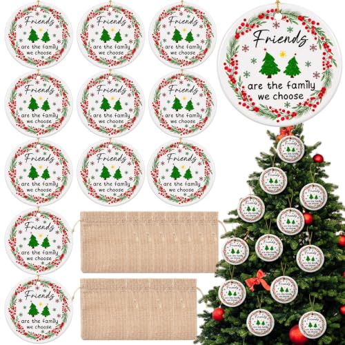 Friendship Christmas Ornaments - Ceramic Heart Gifts for Friends, 12 Sets - Variations of Ceramic / Friends / 12