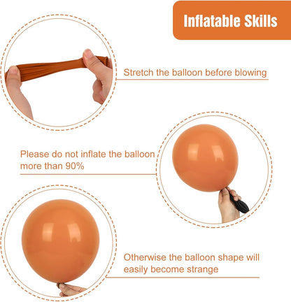 RUBFAC Burnt Orange Balloons - 129-Piece Latex Balloon Garland Kit for Fall Celebrations | 5-12 Inch Sizes