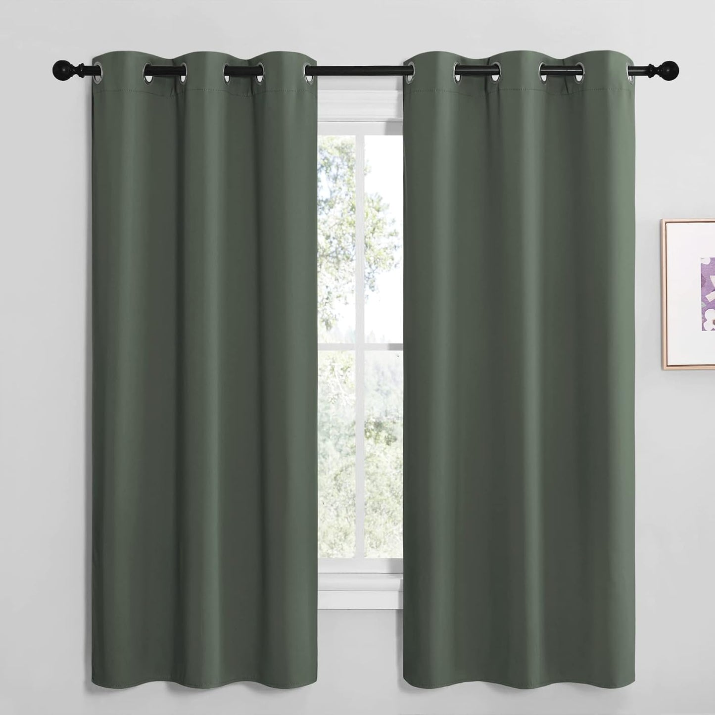 NICETOWN Blackout Curtain Panels - Thermal Insulated Grommet Drapes for Dining Room | Dark Mallard, 42x68-Inch (1 Pair)