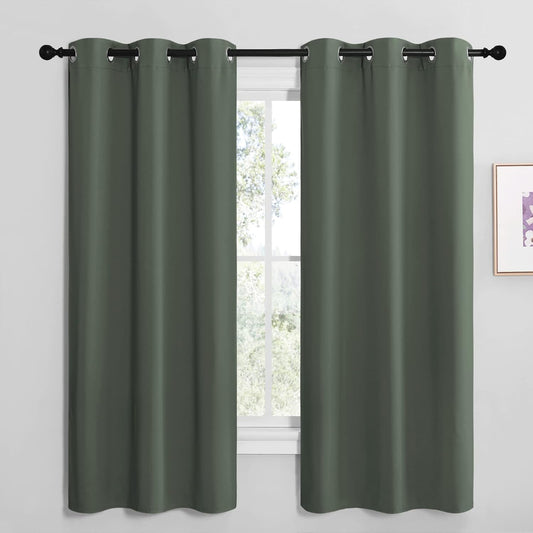 NICETOWN Blackout Curtain Panels - Thermal Insulated Grommet Drapes for Dining Room | Dark Mallard, 42x68-Inch (1 Pair)