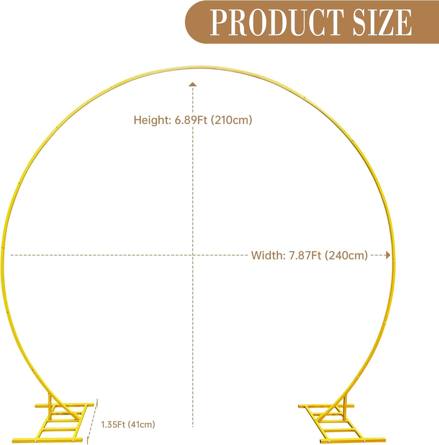 Skiennix Round Balloon Arch Stand - 8FT Gold Metal Circle Backdrop for Weddings & Events