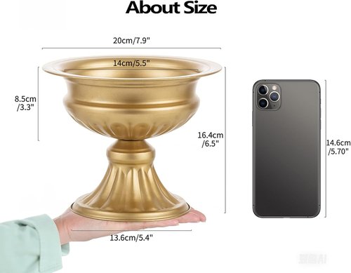 Hewory Gold Compote Pedestal Vases - Elegant Floral Centerpieces for Weddings & Events | 10pcs, 6.5in