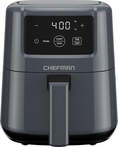 CHEFMAN 2 Qt Mini Air Fryer - Digital Compact Design with Nonstick Basket & Timer | Quick Meals in Grey