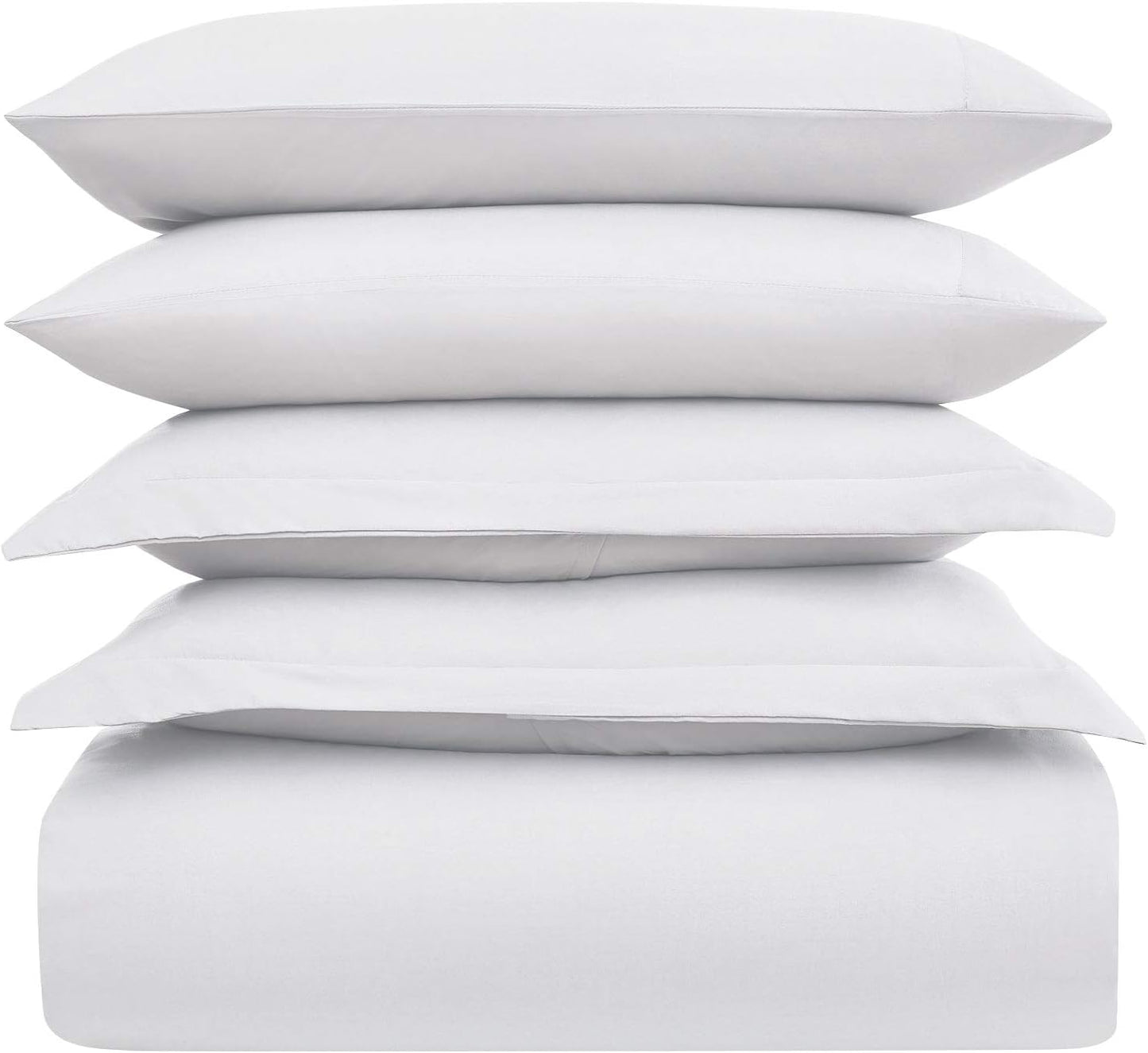 Mellanni Duvet Cover Set - 5-Piece Hotel Luxury Bedding - Extra Soft & Cooling Microfiber | Queen, White