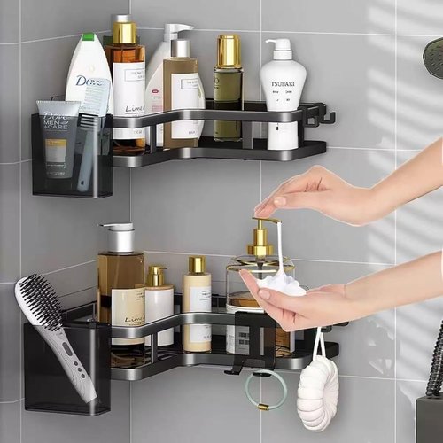 Adhesive Shower Caddy,4Pack Rustproof Metals Bath Organizers With Large Capacity, No Drilling Shelves for Bathroom kitchens Storage