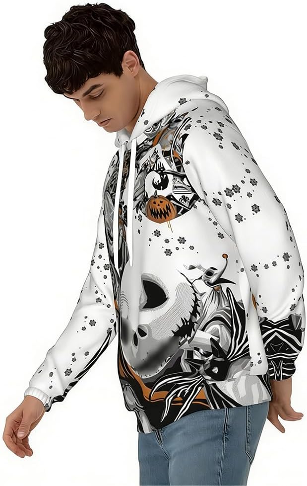 Skiennix Men's Hoodie - Christmas Graphic Print 3D Pullover Sweatshirt for Adults