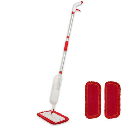 Spray Mop for Floor Cleaning with 2 Microfiber Pads Featuring Tassel Edges, Lightweight Aluminum Handle, and Even Spray Nozzle for Efficient Cleaning