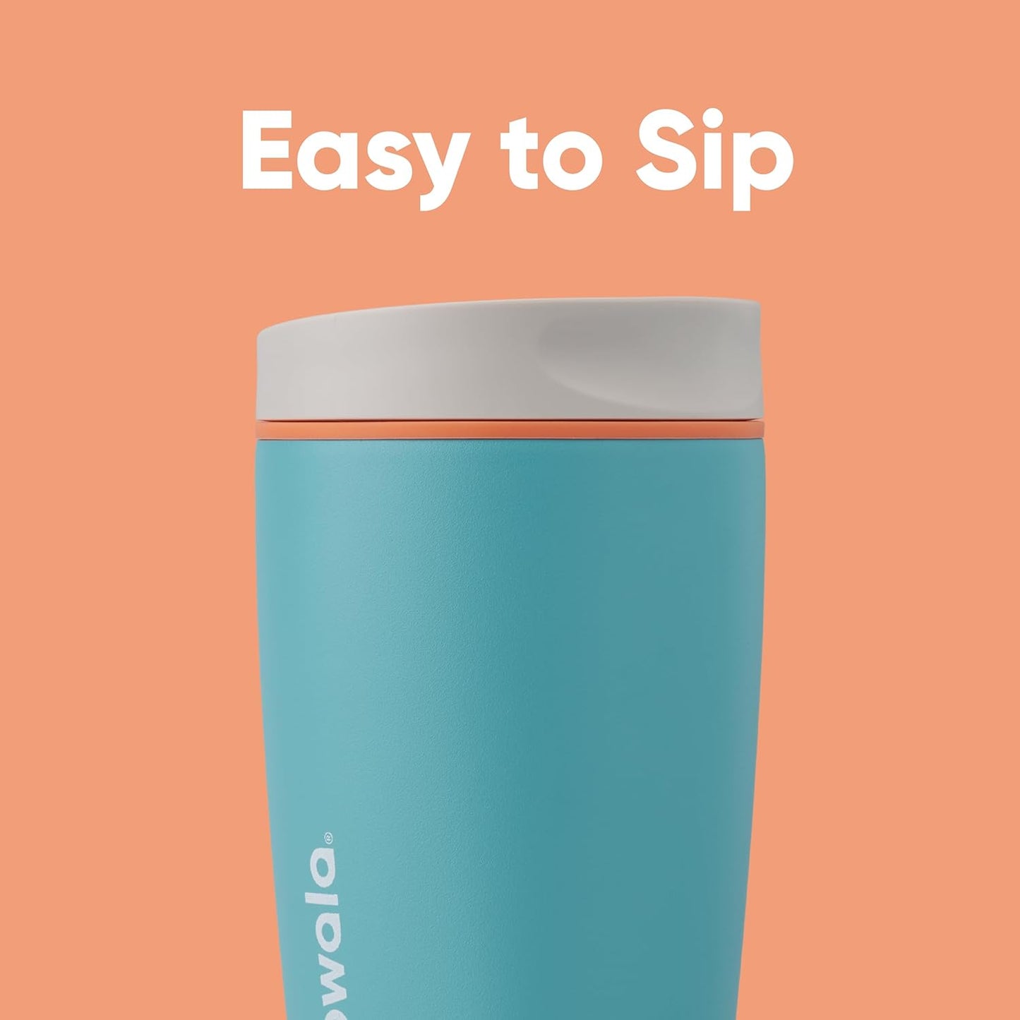 Owala SmoothSip Insulated Stainless Steel Coffee Tumbler - 12 oz Reusable Hot & Iced Coffee Cup | Grey/Blue