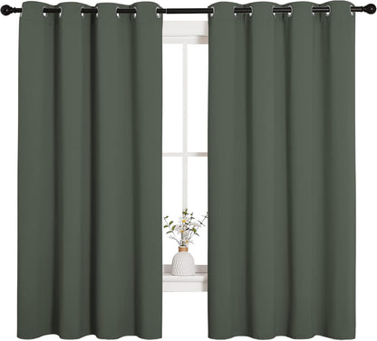 NICETOWN Thermal Insulated Blackout Curtains - Room Darkening Grommet Drapes, Dark Mallard, Set of 2 (55x68")