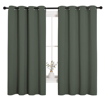NICETOWN Thermal Insulated Curtains Blackout Draperies, Window Treatment Solid Grommet Room Darkening Drape Panels for Bedroom (Dark Mallard, Set of 2, 55 by 68 inches Long)