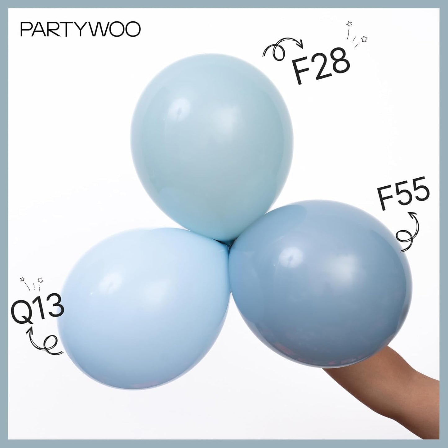 PartyWoo Dusty Blue Balloons - 155-Piece Boho Balloon Arch Kit | 18", 12", 10", 5" Sizes for Celebrations