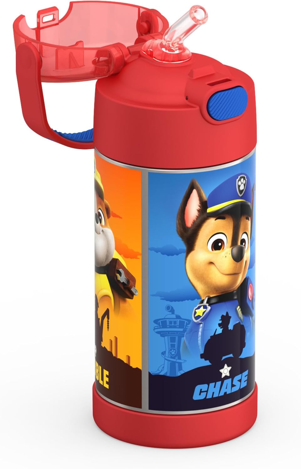 THERMOS FUNTAINER Water Bottle - 12 Ounce Kids Stainless Steel Insulated Bottle with Straw | Paw Patrol Design