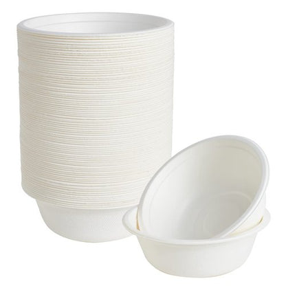 ECOLipak 150 Pack 12 oz Paper Bowls Disposable, Heavy-Duty Biodegradable Compostable Bowls Made of Natural Sugarcane Bagasse, Suitable for Salad, Dessert, Milk, Cereals