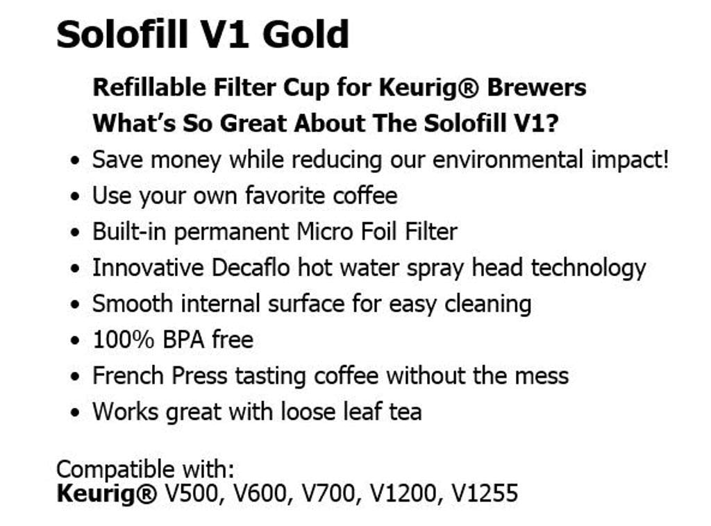 Solofill V1 GOLD CUP 24K Plated Refillable Filter Cup for Coffee Pod