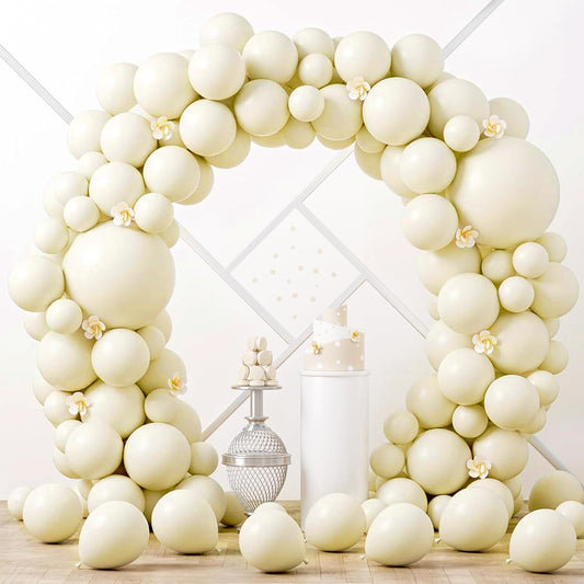 Voircoloria 90-Pack Ivory Balloons - Versatile Sizes for Wedding, Graduation, and Birthday Decor