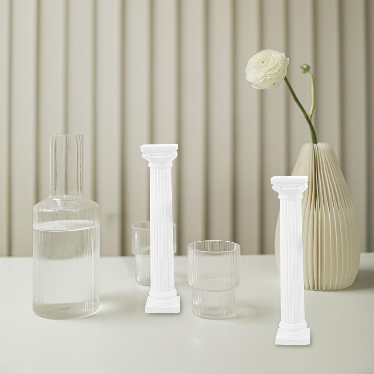 Roman Column Decorating Set - White Mini Columns for Home Décor & Photography Props | Nordic Classic Design