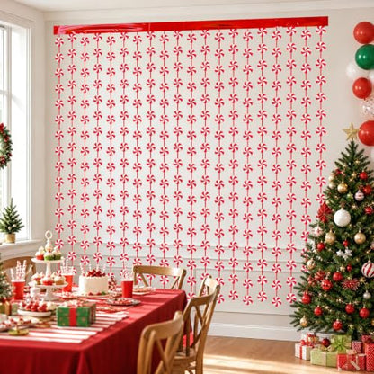 Christmas Peppermint Foil Fringe Curtains 2 Pack - Candyland Holiday Decorations