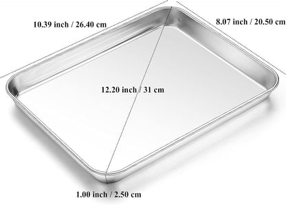Yododo Baking Sheet Set - 4-Piece Stainless Steel Cookie Sheets with Cooling Racks | 10-Inch Heavy Duty & Easy Clean