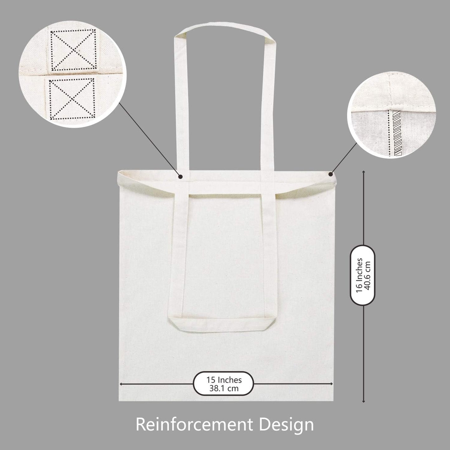 TOPDesign 48-Pack Cotton Tote Bags - Lightweight Reusable 16"x15" Grocery Bags for DIY & Promotions